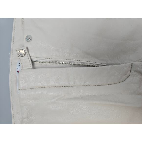 RARE VINTAGE Tommy Hilfiger Leather Pants Women's Size 6 CREAM OFF WHITE - Picture 7 of 13